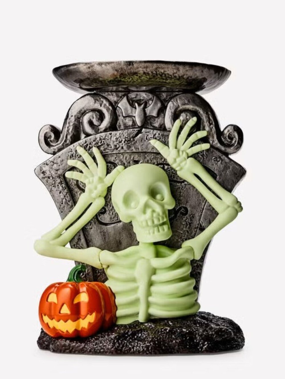 Bath and Body Works Glow-in-the-Dark Skeleton Boo! Pedestal 3-Wick Candle Holder